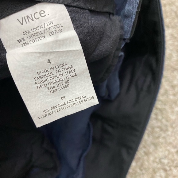 VINCE Linen Lyocell Cotton Blend Washed Faded Blue Trouser Casual Cropped Pant 4 - Picture 5 of 14